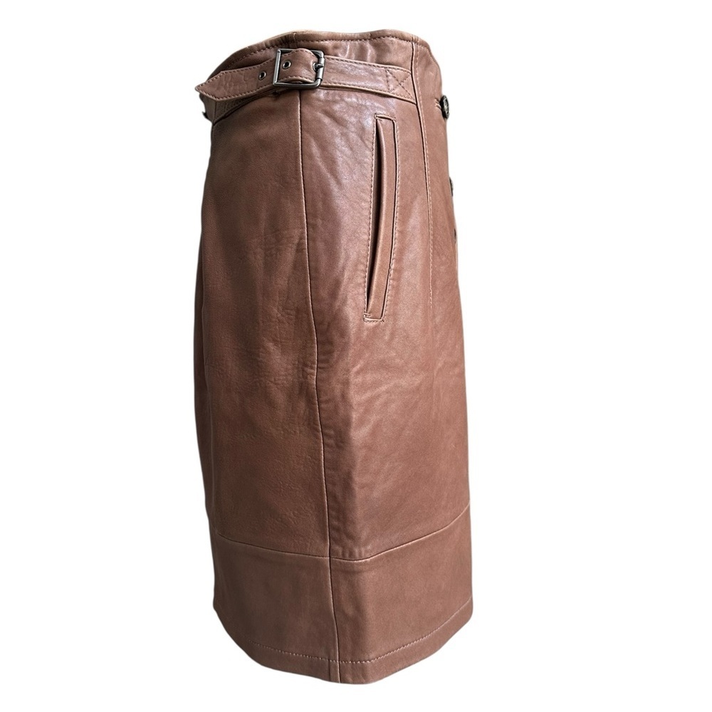 Maxmara Sportmax Code Brown Leather Button Front … - image 4